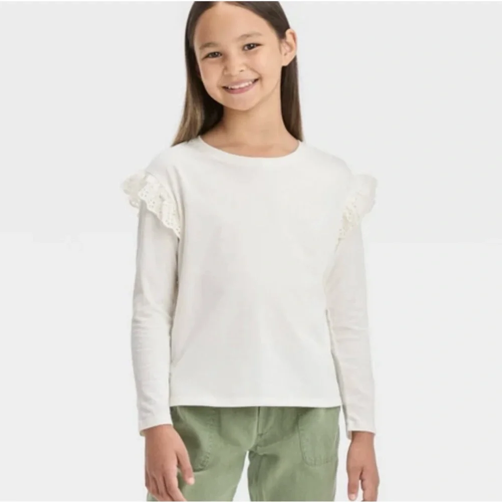 Cat & Jack Long Sleeve Eyelet T-Shirt